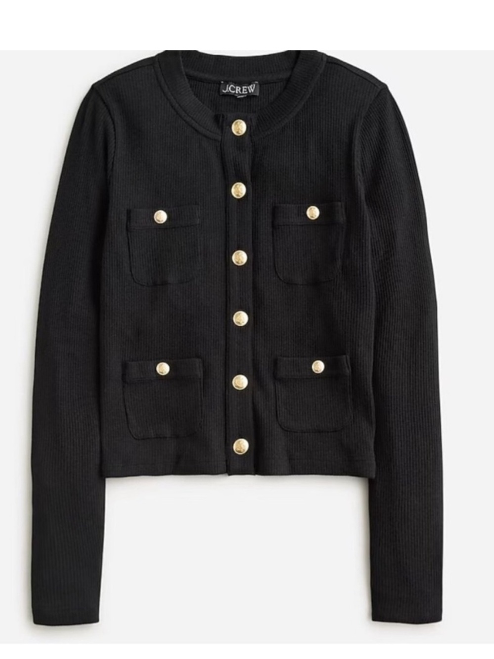 ✨NWT J. Crew Vintage Rib Lady Jacket Black w Gold Sz XS✨